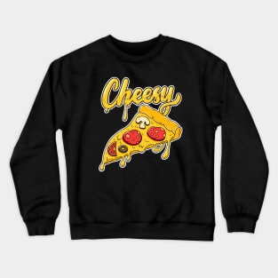 Cheesy Pizza Illustration Hand Lettering Crewneck Sweatshirt